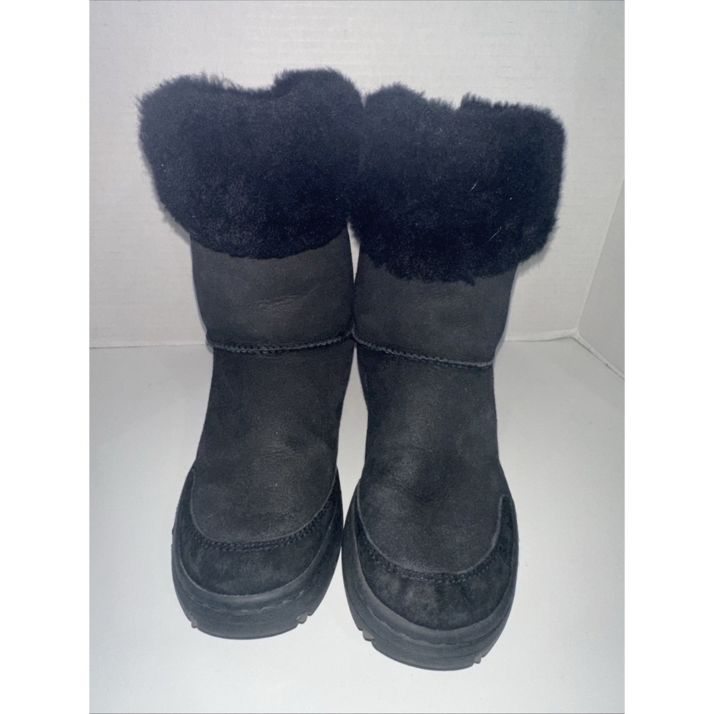 UGG Australia Ultimate Bind Winter Boots Womens Black Leather Sheepskin SIZE 7